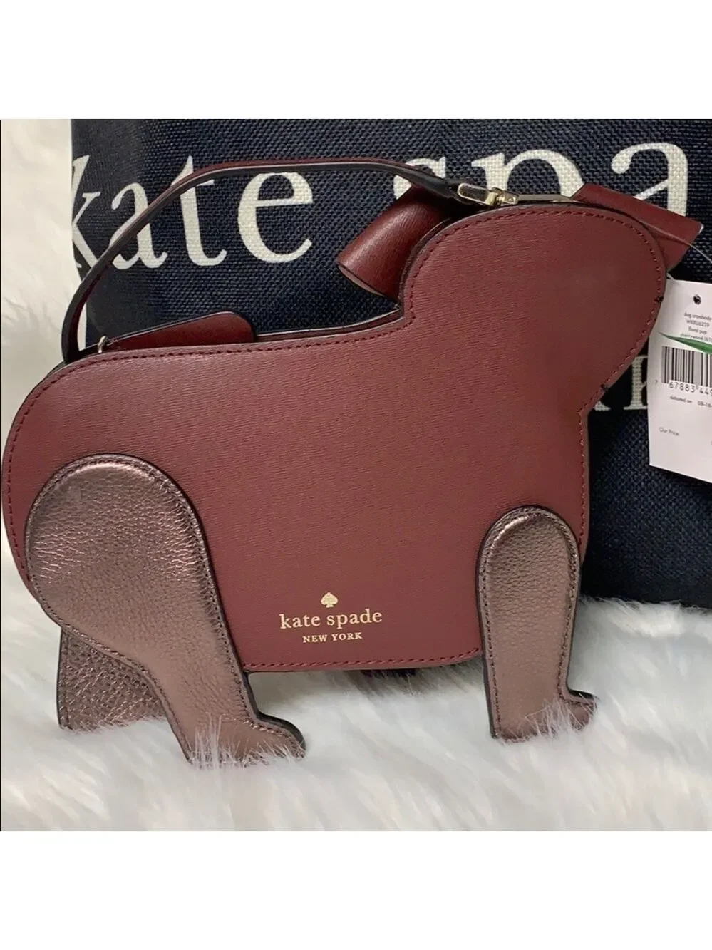Kate Spade Floral Dog Crossbody Bag Cherrywood Novelty Pup Purse Leather Kawaii